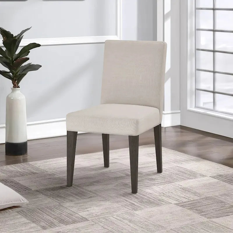Chaises de salle à manger de style Parson, 48 cm (19 pouces), en bois d'hévéa, lot de 2, gris clair