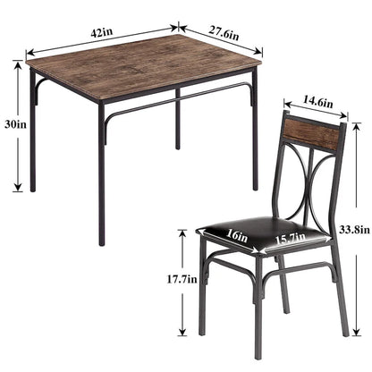 Ensemble de salle à manger moderne Javlergo 5 pièces avec 4 chaises, pour 4 personnes, marron