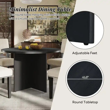 Ensemble de table à manger ronde 5 pièces avec table de cuisine sur pied et 4 chaises de salle à manger rembourrées pour studio, appartement, petits espaces
