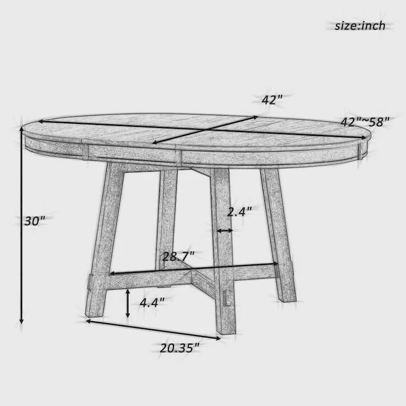 Table de salle à manger extensible vintage et élégante avec rallonge amovible