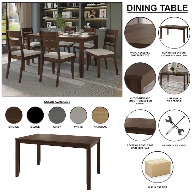 Ensemble de salle à manger contemporain en bois 5 pièces CraftPorch