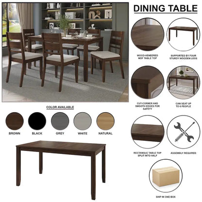 Ensemble de salle à manger contemporain en bois 5 pièces CraftPorch