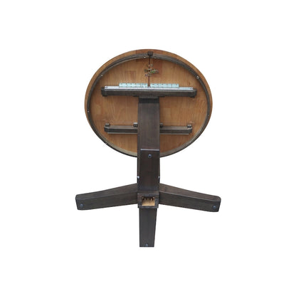 Table de salle à manger haute avec pied central et plateau rond de 91 cm (36 po), rallonge de 30 cm (12 po).