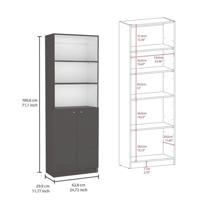 Bibliothèque Kenyon 3 pièces, 74 pouces de large, 5 étagères et armoire