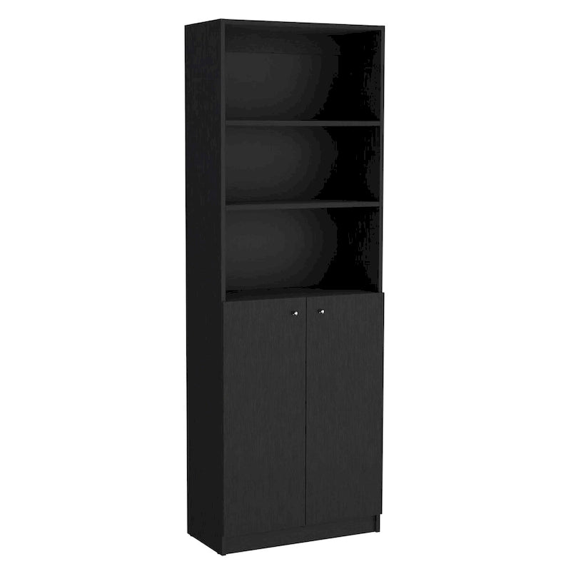 Bibliothèque Kenyon 3 pièces, 74 pouces de large, 5 étagères et armoire