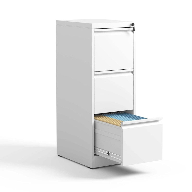 Classeur vertical en métal à 3 tiroirs, 14,96 po de largeur, avec serrure. Convient pour le bureau et la maison. Format A4, légal et lettre.
