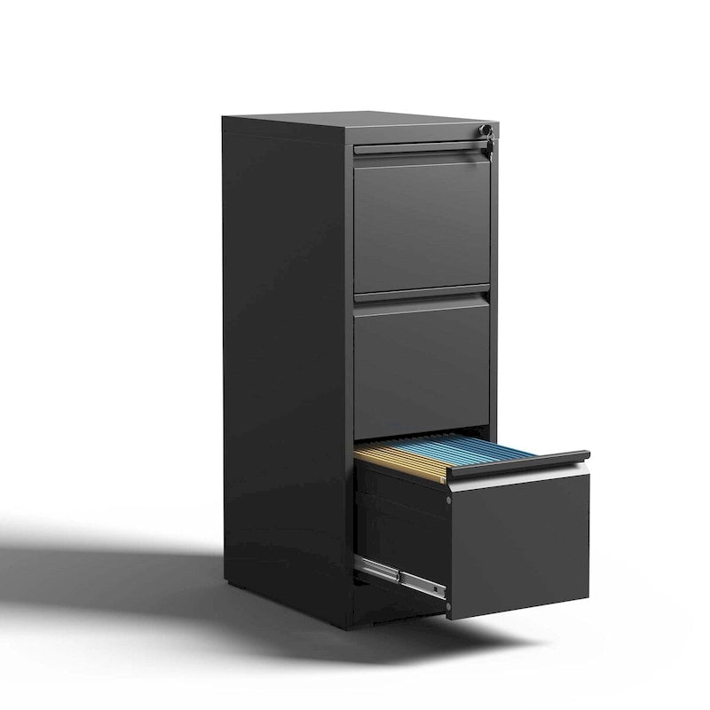 Classeur vertical en métal à 3 tiroirs, 14,96 po de largeur, avec serrure. Convient pour le bureau et la maison. Format A4, légal et lettre.