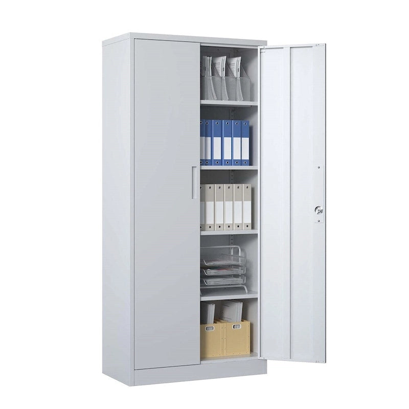 Armoire de rangement métallique pour garage, en acier à outils, avec portes et 4 étagères