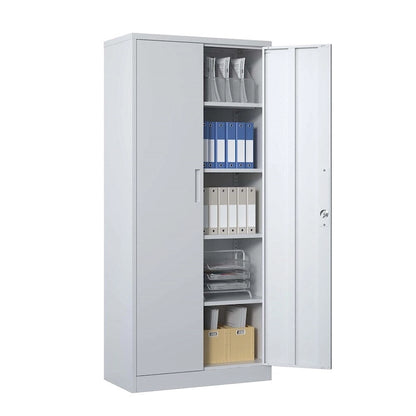 Armoire de rangement métallique pour garage, en acier à outils, avec portes et 4 étagères