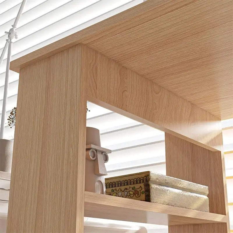 Bureau d'angle en forme de L, bureau de bureau à domicile pivotant à 360 degrés avec étagères