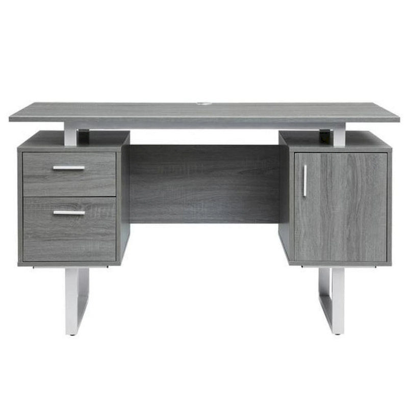 Bureau d'ordinateur gris moderne et élégant de luxe avec rangement