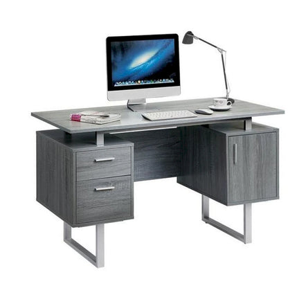 Bureau d'ordinateur gris moderne et élégant de luxe avec rangement