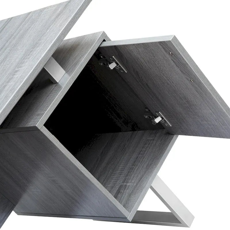 Bureau d'ordinateur gris moderne et élégant de luxe avec rangement