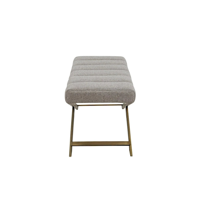 Banc Modrest Xane contemporain en tissu gris et laiton brossé