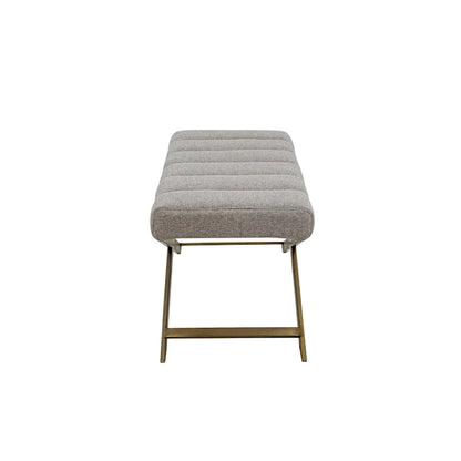 Banc Modrest Xane contemporain en tissu gris et laiton brossé