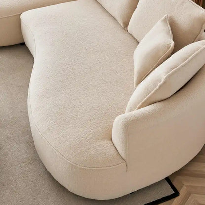 Canapé incurvé en tissu Teddy moderne 122,8 pouces, motif nuage, orientation gauche