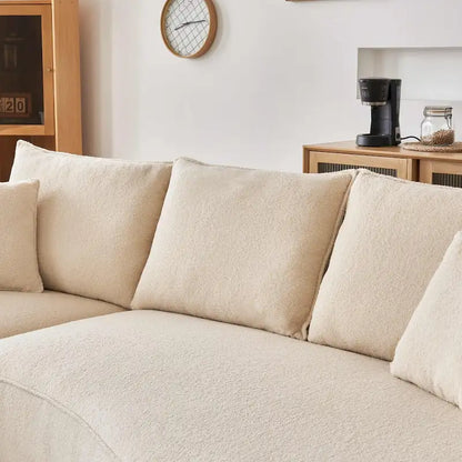 Canapé incurvé en tissu Teddy moderne 122,8 pouces, motif nuage, orientation gauche