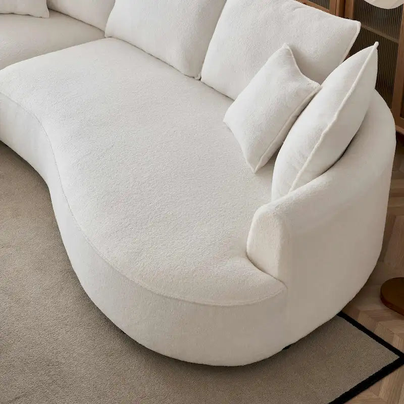 Canapé incurvé en tissu Teddy moderne 122,8 pouces, motif nuage, orientation gauche