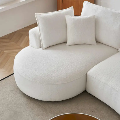 Canapé incurvé en tissu Teddy moderne 122,8 pouces, motif nuage, orientation gauche