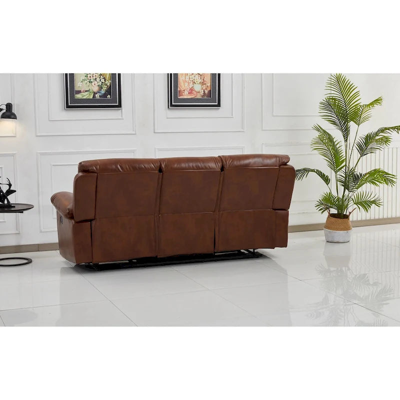 Canapé 3 places inclinable manuel en cuir reconstitué Betsy Furniture, couleur orange, référence 8062