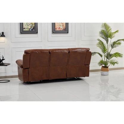 Canapé 3 places inclinable manuel en cuir reconstitué Betsy Furniture, couleur orange, référence 8062