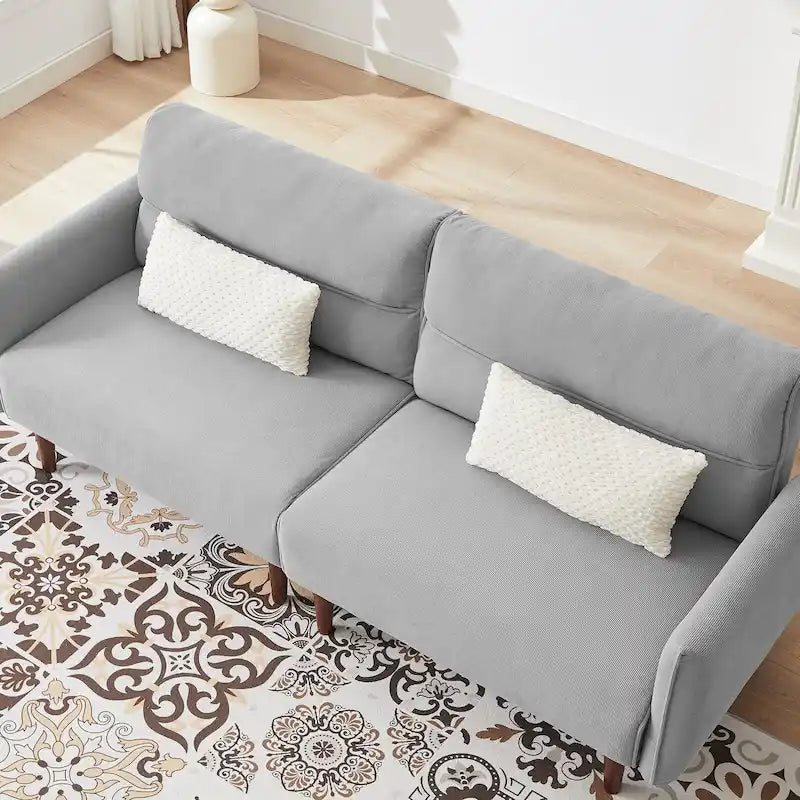 Canapé-lit futon convertible, canapé-lit réglable, canapé-lit confortable en tissu velours côtelé avec pieds en bois et 2 oreillers