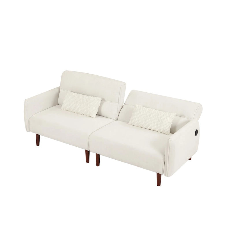 Canapé-lit futon convertible, canapé-lit réglable, canapé-lit confortable en tissu velours côtelé avec pieds en bois et 2 oreillers