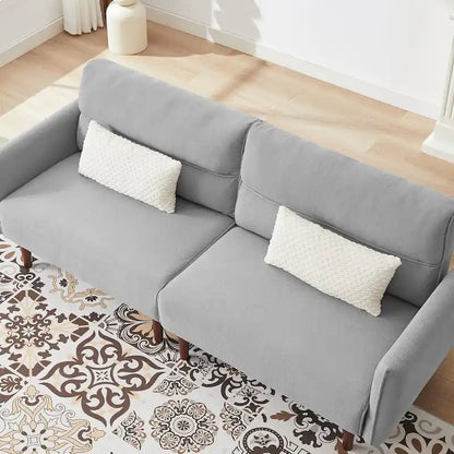 Canapé-lit futon convertible, canapé-lit réglable, canapé-lit confortable en tissu velours côtelé avec pieds en bois et 2 oreillers