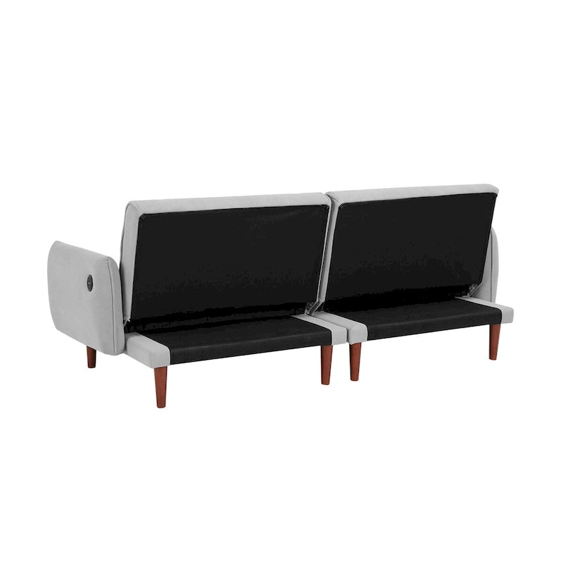 Canapé-lit futon convertible, canapé-lit réglable, canapé-lit confortable en tissu velours côtelé avec pieds en bois et 2 oreillers