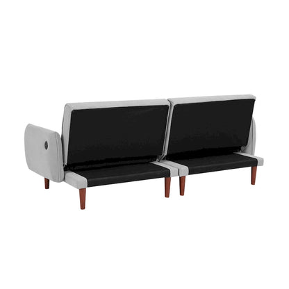 Canapé-lit futon convertible, canapé-lit réglable, canapé-lit confortable en tissu velours côtelé avec pieds en bois et 2 oreillers