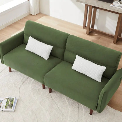 Canapé-lit futon convertible, canapé-lit réglable, canapé-lit confortable en tissu velours côtelé avec pieds en bois et 2 oreillers