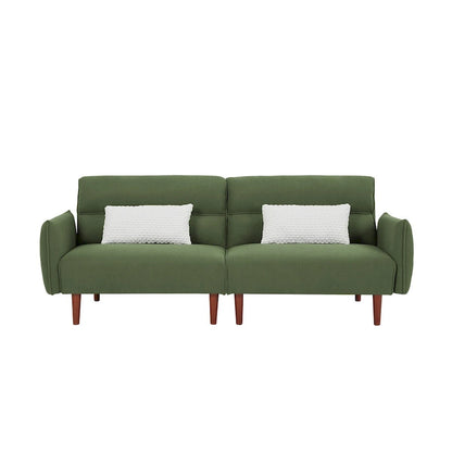 Canapé-lit futon convertible, canapé-lit réglable, canapé-lit confortable en tissu velours côtelé avec pieds en bois et 2 oreillers