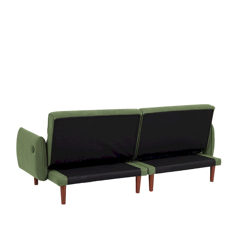 Canapé-lit futon convertible, canapé-lit réglable, canapé-lit confortable en tissu velours côtelé avec pieds en bois et 2 oreillers