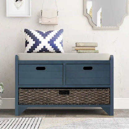 Banc de rangement avec panier amovible et 2 tiroirs