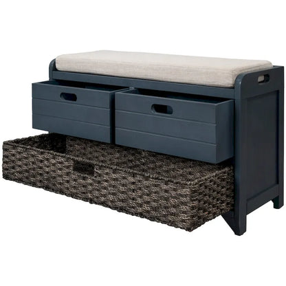 Banc de rangement avec panier amovible et 2 tiroirs