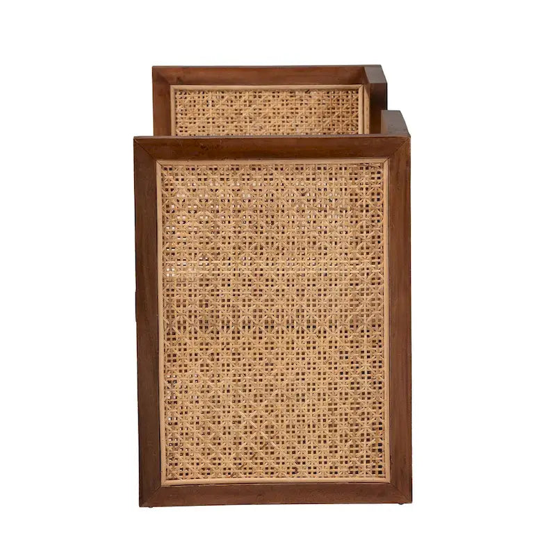 Banc d'appoint Lovina Bohemian en rotin miel clair et bois d'acacia