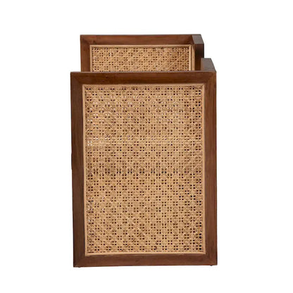 Banc d'appoint Lovina Bohemian en rotin miel clair et bois d'acacia