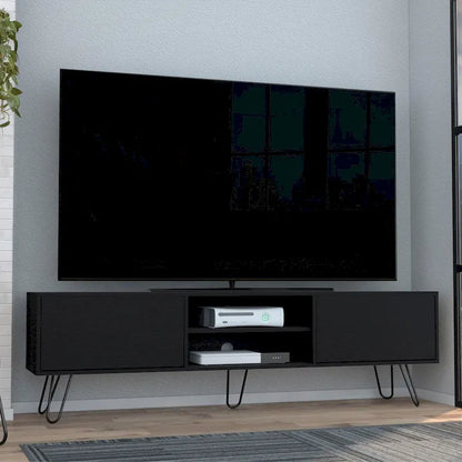 Meuble TV Vassel à 2 armoires, pieds en épingle à cheveux