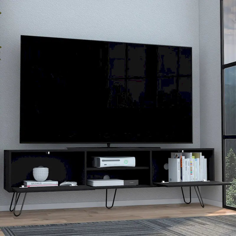 Meuble TV Vassel à 2 armoires, pieds en épingle à cheveux