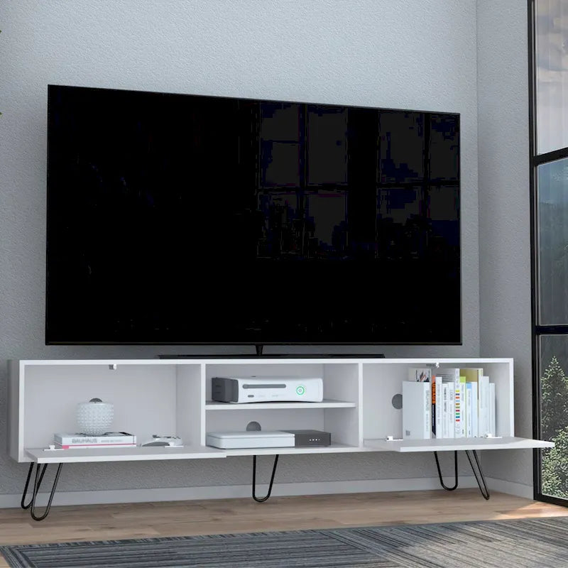 Meuble TV Vassel à 2 armoires, pieds en épingle à cheveux