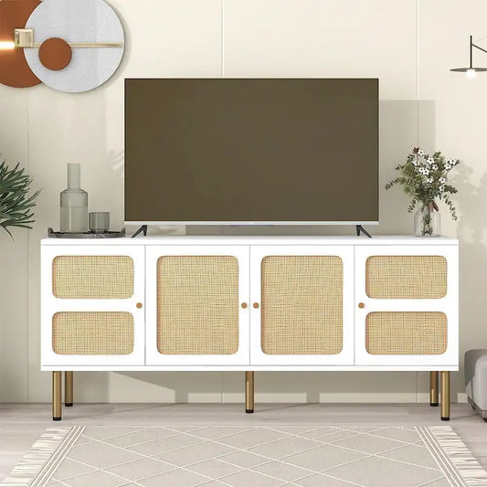 Table console multimédia Merax en tissu tissé pour téléviseurs jusqu'à 70 pouces