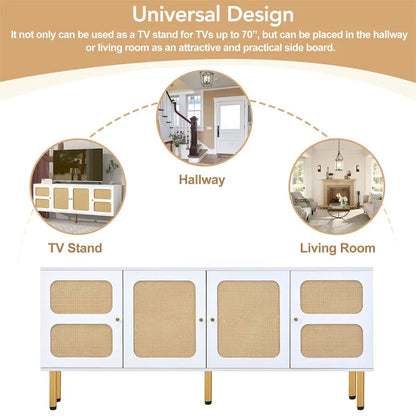 Table console multimédia Merax en tissu tissé pour téléviseurs jusqu'à 70 pouces