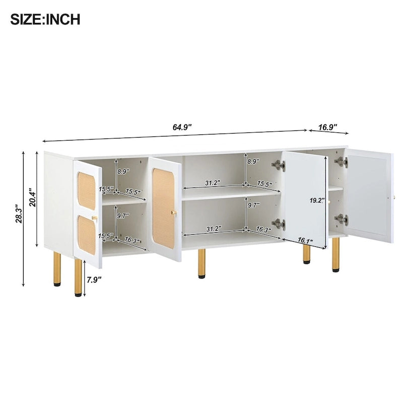 Table console multimédia Merax en tissu tissé pour téléviseurs jusqu'à 70 pouces