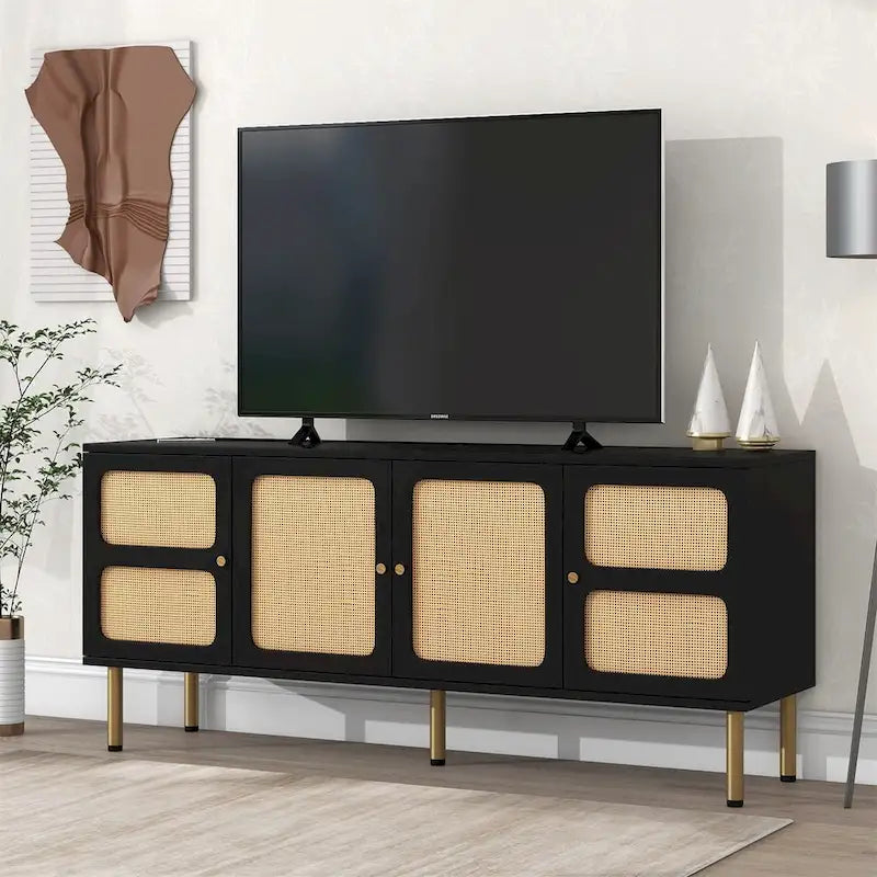 Table console multimédia Merax en tissu tissé pour téléviseurs jusqu'à 70 pouces