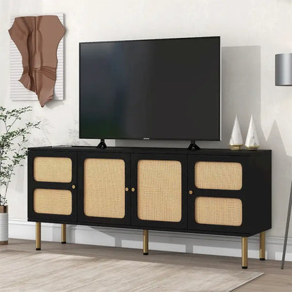 Table console multimédia Merax en tissu tissé pour téléviseurs jusqu'à 70 pouces