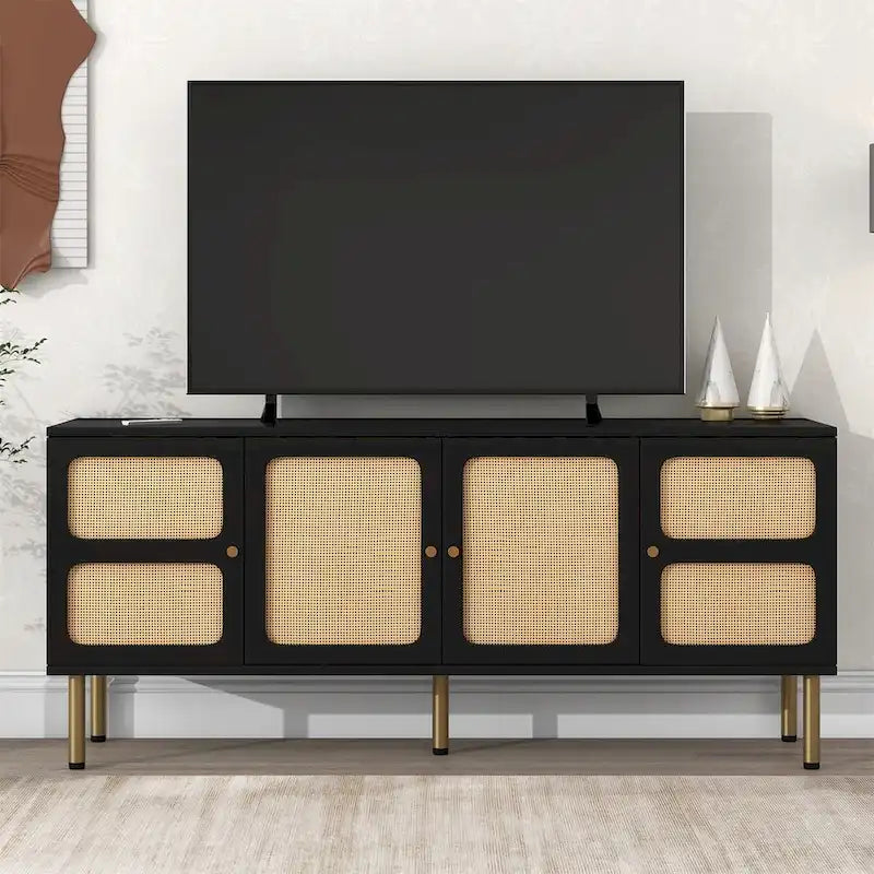 Table console multimédia Merax en tissu tissé pour téléviseurs jusqu'à 70 pouces