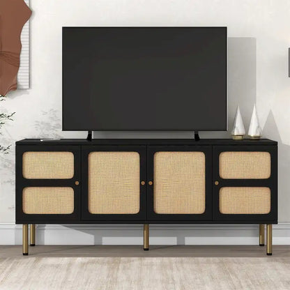 Table console multimédia Merax en tissu tissé pour téléviseurs jusqu'à 70 pouces