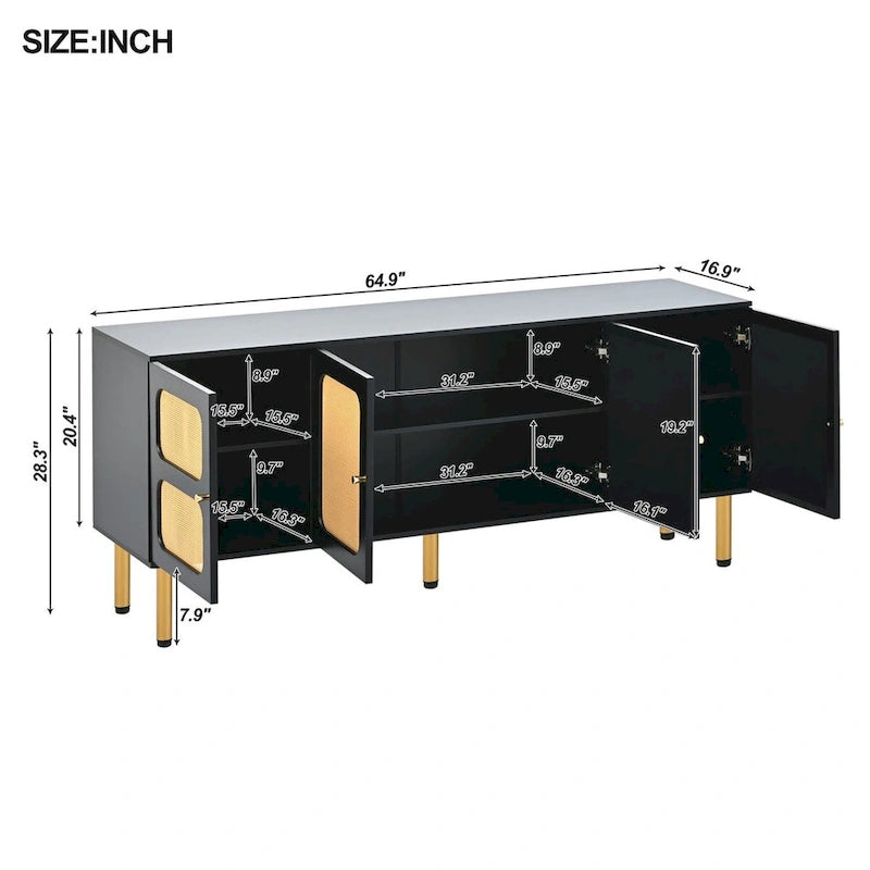 Table console multimédia Merax en tissu tissé pour téléviseurs jusqu'à 70 pouces