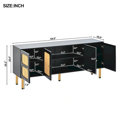 Table console multimédia Merax en tissu tissé pour téléviseurs jusqu'à 70 pouces