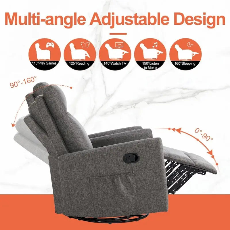 Fauteuil inclinable manuel, canapé simple en tissu Winback